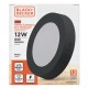 PLAFON LED NEGRO 12W 6500K REDONDO 16CMX3CM BLACK & DECKER