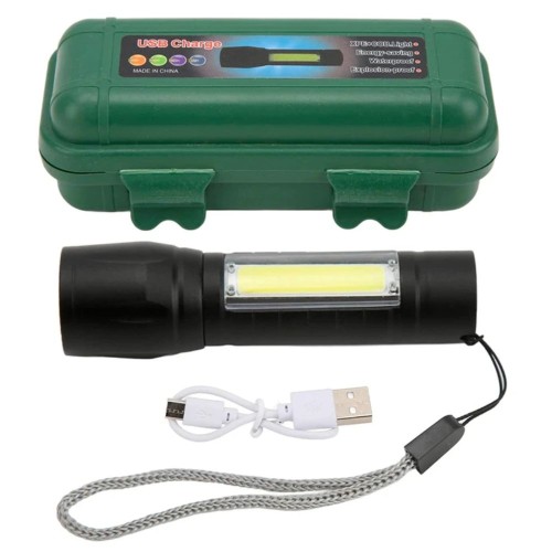 MINI LINTERNA RECARGA USB LED ZOOM ALUMINIO 4 MODOS LUZ