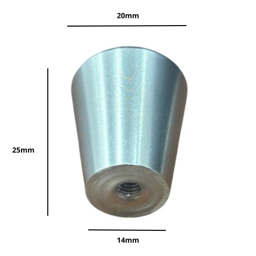 TIRADOR MUEBLE 20 MM CONICO ACERO INOX. PLATEADO