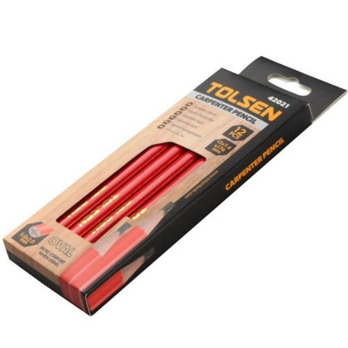 LAPIZ CARPINTERO OVALADO HB 180MM TOLSEN X 12