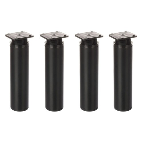 PATA ALUMINIO P/MUEBLE CILINDRICA REGULABLE 15-17CM NEGRA X4