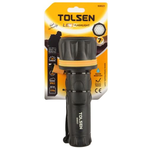 LINTERNA LED TOLSEN 7 LED 30 LUMENS RESISTENTE AL AGUA 30HS 15M