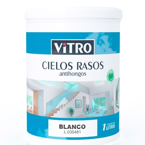 PINTURA CIELOS RASOS VITRO BLANCO ANTIHONGOS 1L