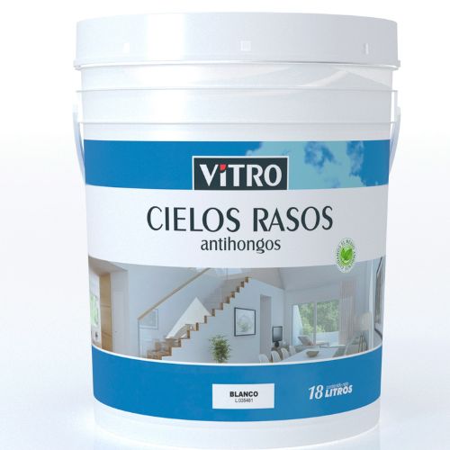 PINTURA AL AGUA LATEX CIELOS RASOS VITRO BLANCO 18L ANTIHONGOS