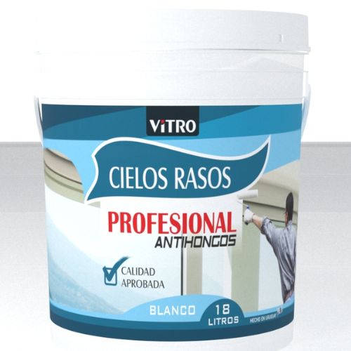 PINTURA LATEX CIELOS RASOS PROFESIONAL VITRO BLANCO 18L ANTOHONGOS
