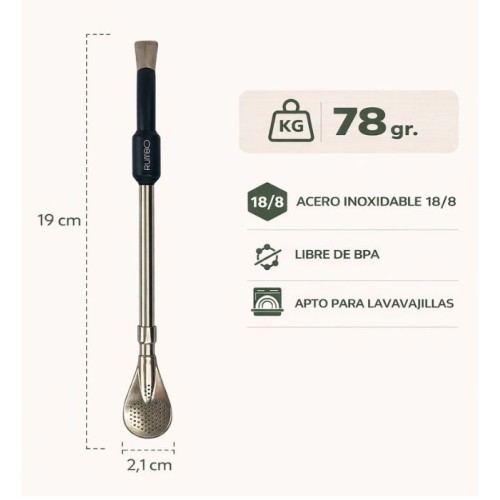 BOMBILLA MATE RUMBO COLORES ACERO INOX. PREMIUM FERREJIDO
