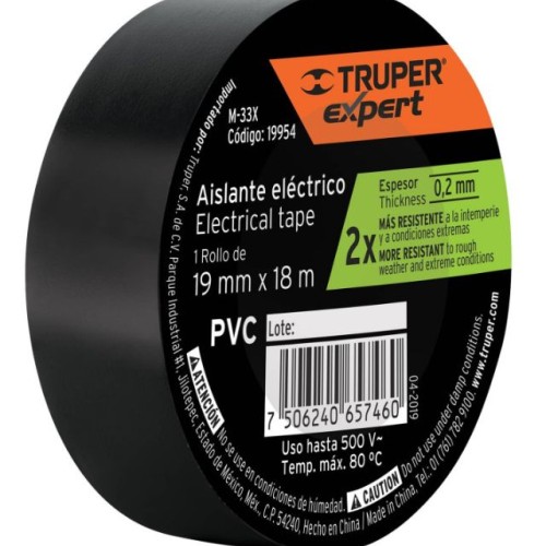 CINTA AISLADORA 19MM X 18M TRUPER EXPERT NEGRA