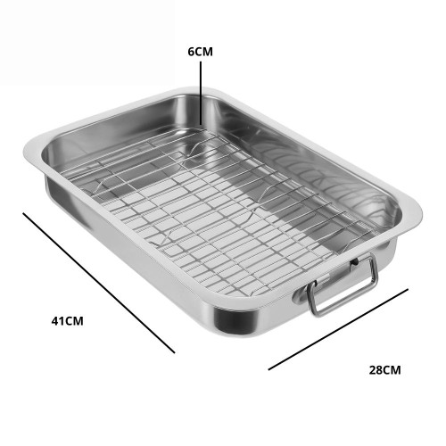 ASADERA C/ REJILLA 41.5 CM GRANDE ACERO INOXIDABLE