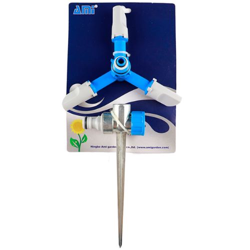 REGADOR ASPERSOR AMI GARDEN 3 BRAZOS GIRATORIOS CON PINCHO METALICO