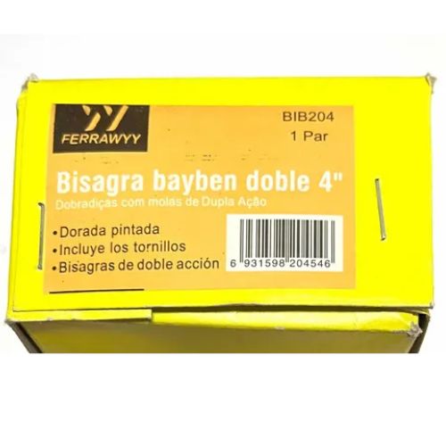 PAR BISAGRAS DOBLE ACCION VAIVEN CHAROLADA 4 DORADA