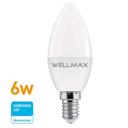 LAMPARA LED E14 6W WELLMAX SAMSUNG VELA LUZ CALIDA