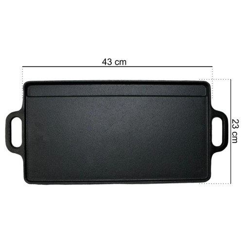 PLANCHA REVERSIBLE GRILLADA Y LISA HIERRO FUNDIDO P/ PARRILLA
