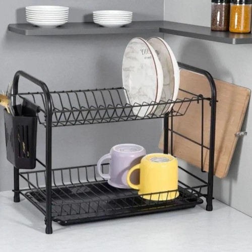 ESCURRIDOR SECA PLATO 2 NIVELES NEGRO ORGANIZADOR COCINA