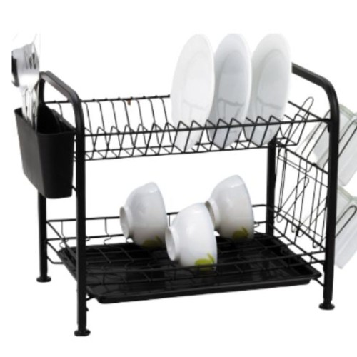 ESCURRIDOR SECA PLATO 2 NIVELES NEGRO ORGANIZADOR COCINA