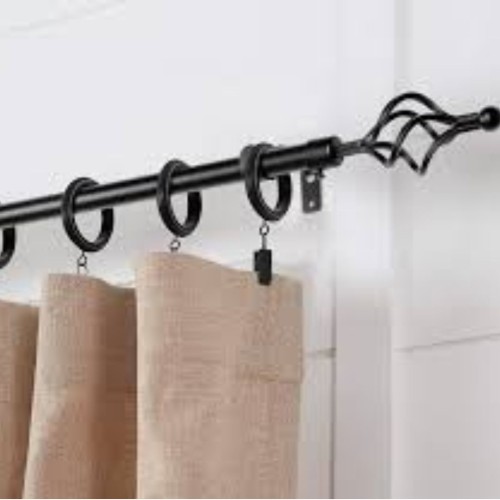 Barrote Cortina Extensible Negro, Con Argollas 1a 2m