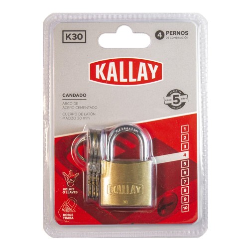 CANDADO DOBLE BRONCE KALLAY 30MM LLAVE FRESADA