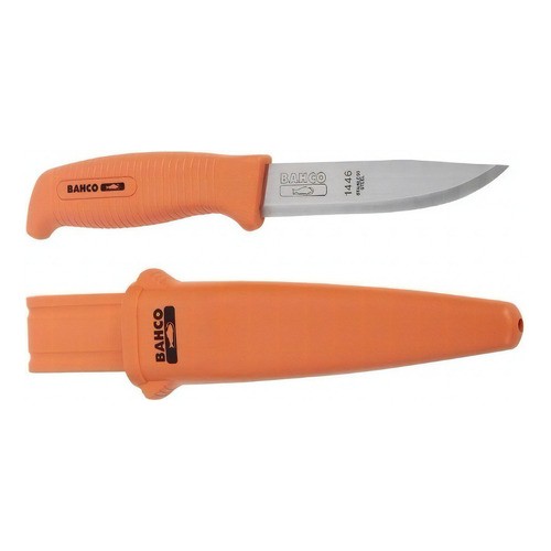 Cuchillo Bahco 1446 Con Funda Plástica Especial Caza Y Pesca Color Naranja Claro