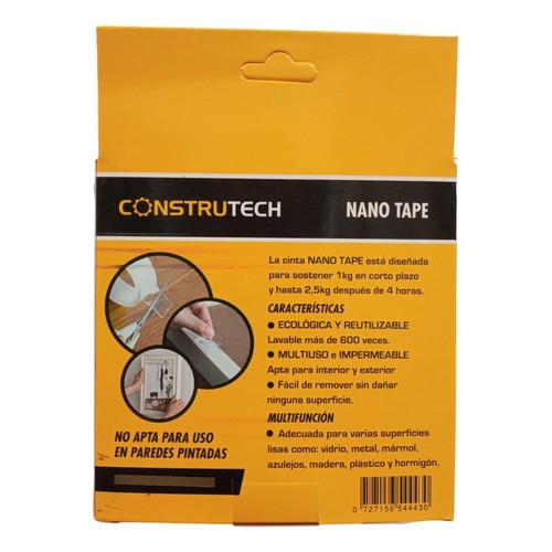 Cinta Doble Faz Reutilizable Nano Tape 2.5 Kg 5mt -ferrejido