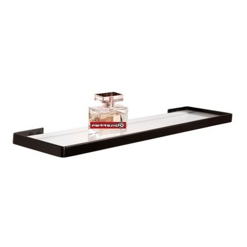 REPISA ESTANTE CON VIDRIO PARA BAÑO NEGRO MATE
