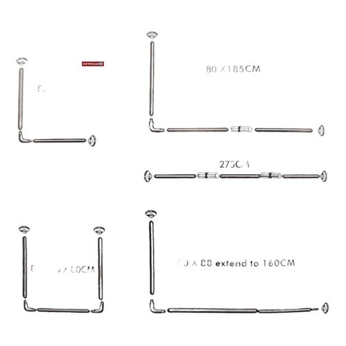Barrote Cortina Ducha En L Curvo Aluminio