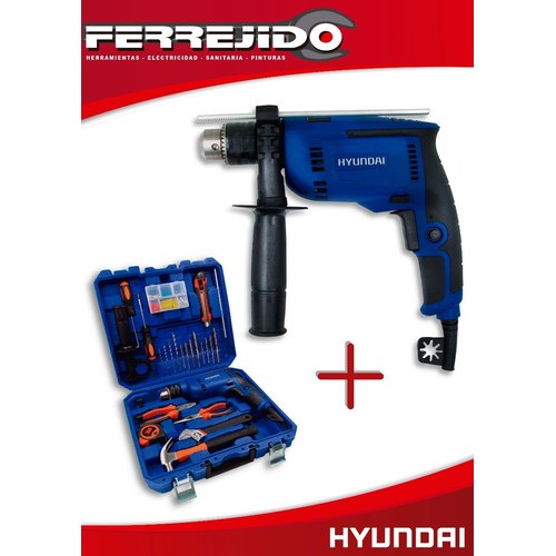 Kit Taladro Percutor 600w + Valija C/herramientas Hyundai