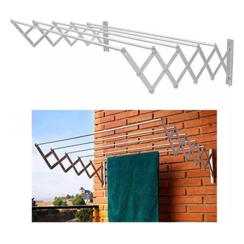 Tendedero Plegable Acordeón Pared Aluminio