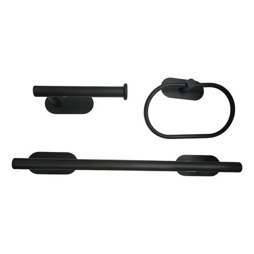 Kit Juego Accesorios Baño Negro Adhesivo 3pzs