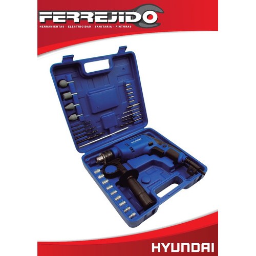 Taladro Percutor 600w 13mm Hyundai Kit C/acces.