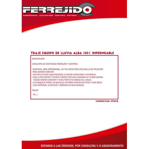 Equipo Para Lluvia Dama Alba 100% Impermeable