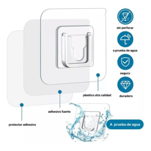 Gancho Adhesivo Transparente Encastre M-h