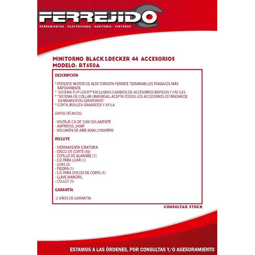 Minitorno Black&decker 44 Accesorios Rt650a- Ferrejido