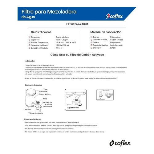 Filtro De Agua  Coflex  Wf-600 Grifería Gral