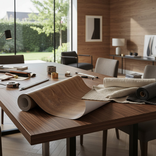 Papel Contact Adhesivo Pvc Marrón Rollo 10 Mt