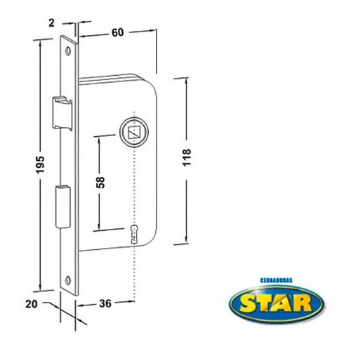 Cerradura Star Embutir 8 X 60mm S/a Hz