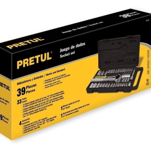 Juego Dados Hexagonal Pretul 1/4-3/8 PLG 39pzs