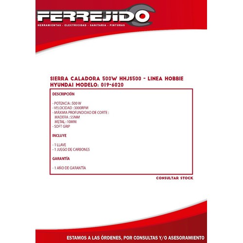 Sierra Caladora Hyundai 500w Hhjs500 Hobbie