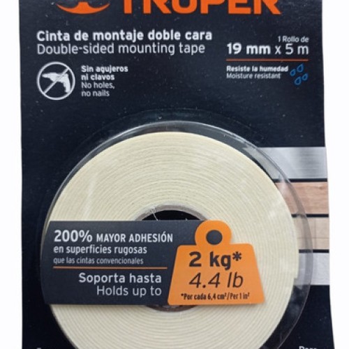 Cinta Doble Faz Truper 19mm X 5m