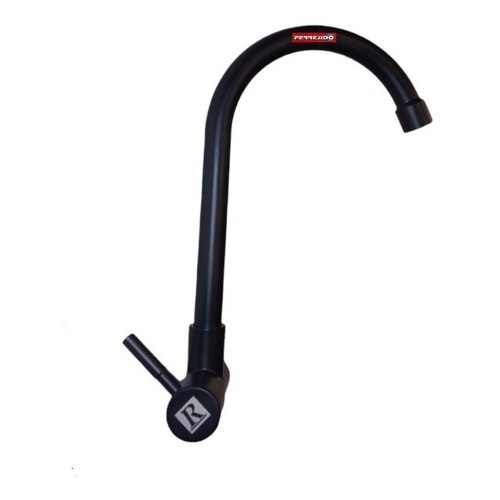 Grifo Canilla Pared Ac. Inox. Negro Pico Cisne