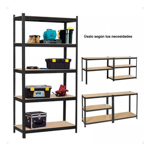 Estantería Metálica Mdf Multiuso Negra
