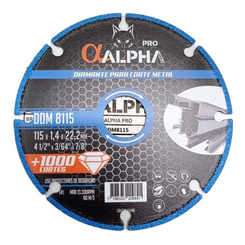 Disco Diamantado Segmentado P/metal Alpha 115mm