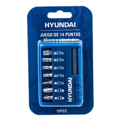 Juego Puntas P/atornillador Hyundai 15pzs
