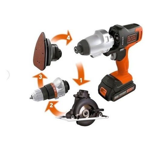 TALADRO ATORNILLADOR IMPACTO BLACK & DECKER 6 CABEZALES INTERCAMBIABLES