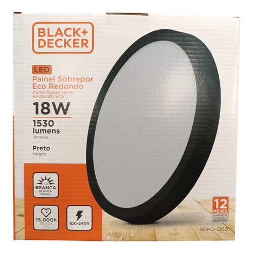 Plafon Led Redondo 18w Exterior Black & Decker