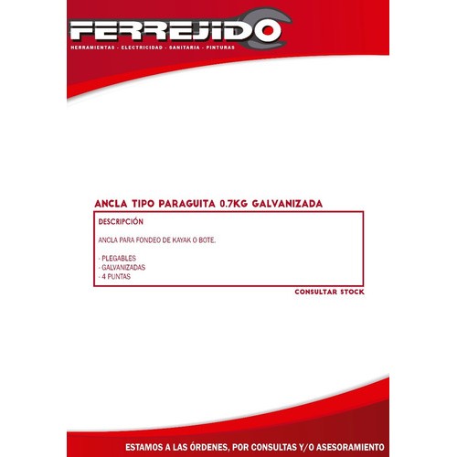 Ancla 0,7 Kg Tipo Paragua P/fondeo Kayak Bote