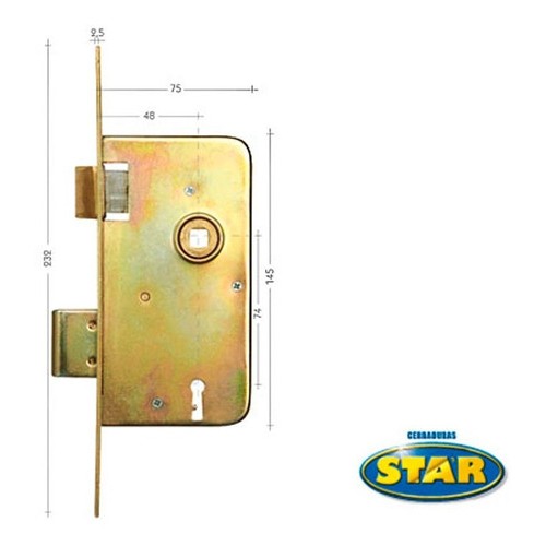 Cerradura Star Embutir 8 X 70mm S/a Hz
