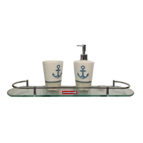 Estante Repisa Vidrio C/baranda Cromada Baño