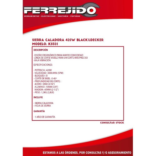 Sierra Caladora Black&decker 420w