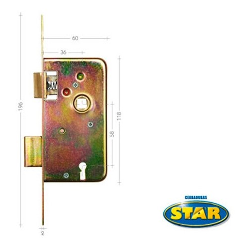 Cerradura Star Embutir 8 X 60mm S/a Hz