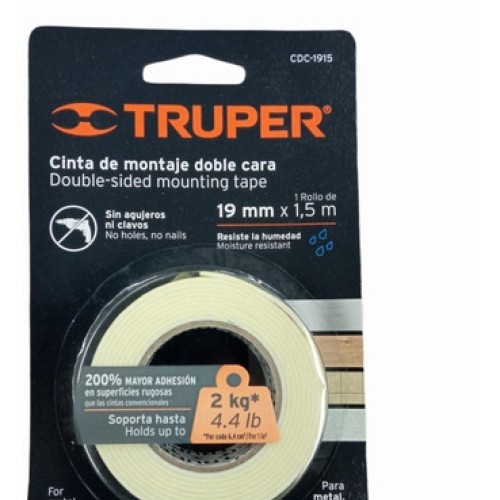 Cinta Doble Faz Truper 19mm X 1.5m Truper
