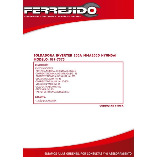 Soldadora Inverter 9kva 200a Hyundai Mma200d